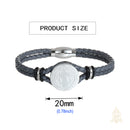 Catholic Town Saint Benedict Leather Bracelet with Stainless Steel Medal (CTLSSBSBM-GRYS)
