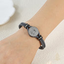 Catholic Town Saint Benedict Leather Bracelet with Stainless Steel Medal (CTLSSBSBM-GRYS)