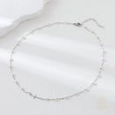 Catholic Town Stainless Steel Sideways Cross Necklace with White Pearl-Style Beads ( Gold or Silver )