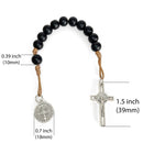 Catholic Town St Benedict Prayer Pocket Rosary Saint Benedict Medal Black Beads Tenner Open Style One Decade Rosary ( CTPR10GB-BLK )