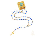 Catholic Town Our Lady of Charity - Virgen de la Caridad del Cobre Blue Rosary with Gold Metal Keepsake Case (CTRC46GBB-BLUG)