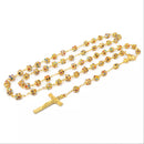 Catholic Town Rhinestone rosary necklace with Chalice center piece and multicolor crystal beads ( CTRCHCDB-G )