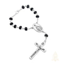 Catholic Town Miraculous Medal decade rosary for car or truck rearview mirror - Black, Blue & Clear