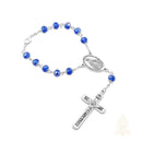Catholic Town Miraculous Medal decade rosary for car or truck rearview mirror - Black, Blue & Clear