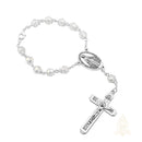 Catholic Town Miraculous Medal decade rosary for car or truck rearview mirror - Black, Blue & Clear