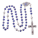 Catholic Town Virgin Mary centerpiece medal rosary with 6*8mm Blue Crystal Beads ( CTRMM68CB-BLU )