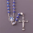 Catholic Town Virgin Mary centerpiece medal rosary with 6*8mm Blue Crystal Beads ( CTRMM68CB-BLU )