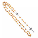 Catholic Town 6mm Olive round wood beads Rosary with Holy Land medal and Metal Jerusalem cross ( CTRMSHS-IVR )