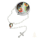Catholic Town Guardian Angel White Bead Rosary with Matching Metal Keepsake Box (CTROSMIRAG-WHT)