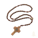 Catholic Town St. Benedict Brown Wooden Rosary with Knotted Cord and Wooden Crucifix