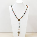 Catholic Town 8mm India Agate Natural Stone Beads, Large Rosary with Caps Saint Michael the Archangel Medal and Pardon Crucifix ( CTROSSMA-IA )