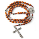 Catholic Town St. Michael the Archangel Brown Wooden Rosary | Catholic Prayer Beads (CTROSSMAWB-HBRN)