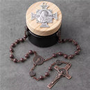 Catholic Town 6mm Coffee Glass Beads St.Benedict Chain Rosary with antique Copper Centerpiece and Crucifix Pendant Pack in Gift Glass Bottle ( CTRSBANT-BRN )