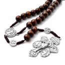 Catholic Town Wooden Rosary – Pardon Crucifix & St. Benedict Medal (CTRWBPC-BRN)