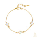Catholic Town Gold-Tone Stainless Steel Adjustable Bracelet with 3 Mother-of-Pearl Crosses ( CTSSB3CROSSN-G )