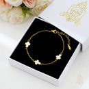 Catholic Town Gold-Tone Stainless Steel Adjustable Bracelet with 3 Mother-of-Pearl Crosses ( CTSSB3CROSSN-G )