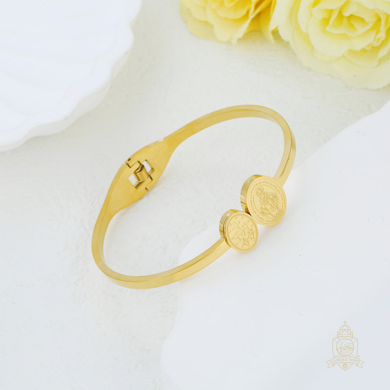 Catholic Town Bangle-style religious bracelet with Miraculous Medal (A