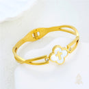 Catholic Town Faith Clover Bracelet with Cross and Mother of Pearl – Stainless Steel (Gold / Silver)