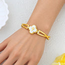 Catholic Town Faith Clover Bracelet with Cross and Mother of Pearl – Stainless Steel (Gold / Silver)