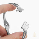 Catholic Town Faith Clover Bracelet with Cross and Mother of Pearl – Stainless Steel (Gold / Silver)