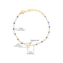 Catholic Town Minimalist Stainless steel cross Bracelet with colored beads ( Gold/Blue , Gold/Red , Gold/White )