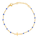Catholic Town Minimalist Stainless steel cross Bracelet with colored beads ( Gold/Blue , Gold/Red , Gold/White )