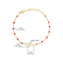 Catholic Town Minimalist Stainless steel cross Bracelet with colored beads ( Gold/Blue , Gold/Red , Gold/White )