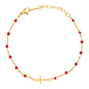 Catholic Town Minimalist Stainless steel cross Bracelet with colored beads ( Gold/Blue , Gold/Red , Gold/White )