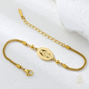 Catholic Town Miraculous Medal Gold-Tone Stainless Steel Adjustable Bracelet