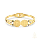 Catholic Town Saint Benedict Stainless Steel Open Cuff Bracelet ( Available in Gold & Silver )