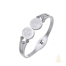 Catholic Town Sacred Heart of Jesus & Nuestra Señora del Carmen Stainless Steel Open Cuff Bracelet (Gold/Silver)