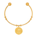 Catholic Town Stainless Steel Religious Cuff Bangle Ball Ends Bracelet with Saint Benedict medal ( Gold & Silver color available )