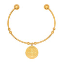 Catholic Town Stainless Steel Religious Cuff Bangle Ball Ends Bracelet with Saint Benedict medal ( Gold & Silver color available )