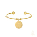 Catholic Town Stainless Steel Religious Cuff Bangle Ball Ends Bracelet with Saint Benedict medal ( Gold & Silver color available )