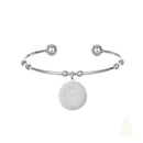 Catholic Town Stainless Steel Religious Cuff Bangle Ball Ends Bracelet with Saint Benedict medal ( Gold & Silver color available )