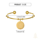 Catholic Town Stainless Steel Religious Cuff Bangle Ball Ends Bracelet with Saint Benedict medal ( Gold & Silver color available )
