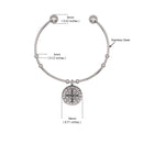 Catholic Town Stainless Steel Religious Cuff Bangle Ball Ends Bracelet with Saint Benedict medal ( Gold & Silver color available )