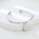 Catholic Town Stainless Steel Religious Cuff Bangle Ball Ends Bracelet with Saint Benedict medal ( Gold & Silver color available )
