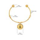 Catholic Town Stainless Steel Religious Cuff Bangle Ball Ends Bracelet with Our Lady of Charity "Virgen de la Caridad del Cobre" medal ( Gold & Silver color available )