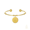 Catholic Town Stainless Steel Religious Cuff Bangle Ball Ends Bracelet with Our Lady of Charity "Virgen de la Caridad del Cobre" medal ( Gold & Silver color available )