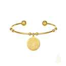 Catholic Town Stainless Steel Religious Cuff Bangle Ball Ends Bracelet with Our Lady of Charity "Virgen de la Caridad del Cobre" medal ( Gold & Silver color available )