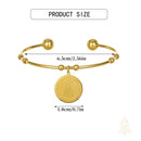 Catholic Town Stainless Steel Religious Cuff Bangle Ball Ends Bracelet with Our Lady of Charity "Virgen de la Caridad del Cobre" medal ( Gold & Silver color available )