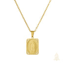 Catholic Town stainless steel Our Lady of Guadalupe Rectangular Medal Necklace — Gold & Silver