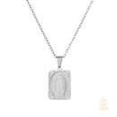 Catholic Town stainless steel Our Lady of Guadalupe Rectangular Medal Necklace — Gold & Silver