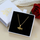 Catholic Town Jesus Fish Stainless Steel Necklace – Christian Catholic Pendant in Gold or Silver