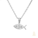 Catholic Town Jesus Fish Stainless Steel Necklace – Christian Catholic Pendant in Gold or Silver