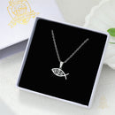 Catholic Town Jesus Fish Stainless Steel Necklace – Christian Catholic Pendant in Gold or Silver