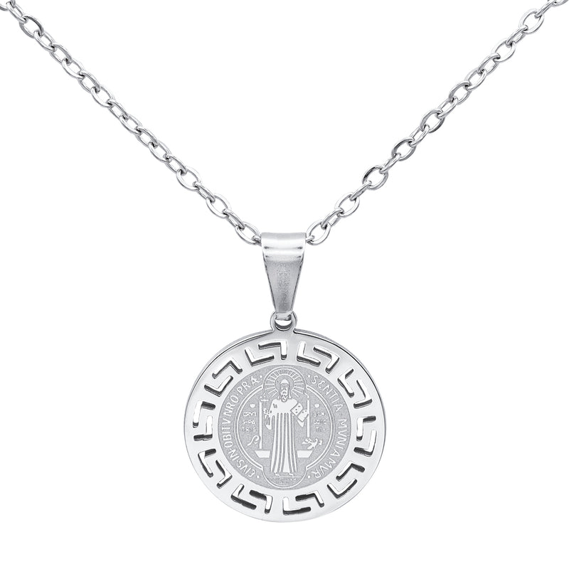 Catholic Town stainless steel Saint Benedict Medal Necklace Available in Gold and Silver colors
