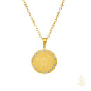 Catholic Town St. Benedict Medal Necklace with CZ Crystals – Stainless Steel Pendant with Chain, Gold or Silver Finish, Catholic Protection Jewelry