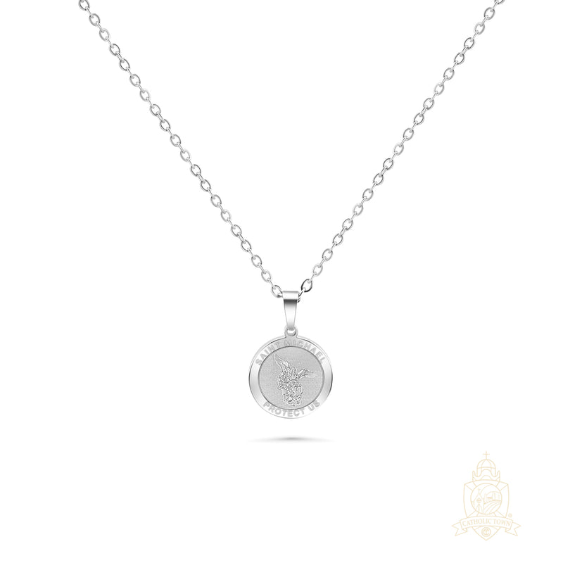 Catholic Town Saint Michael the Archangel Religious Medal with Chain – Available in Gold and Silver